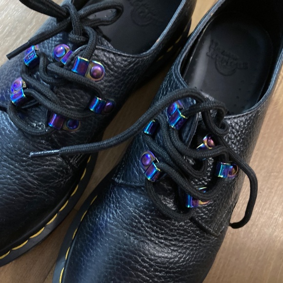 Dr. Martens 1461 Iridescent Hardware Black Milled Napa Leather Oxfords Women 7 - Picture 11 of 16